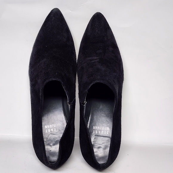 Stuart Weitzman Black Suede Heeled Booties 8M - Picture 4 of 13